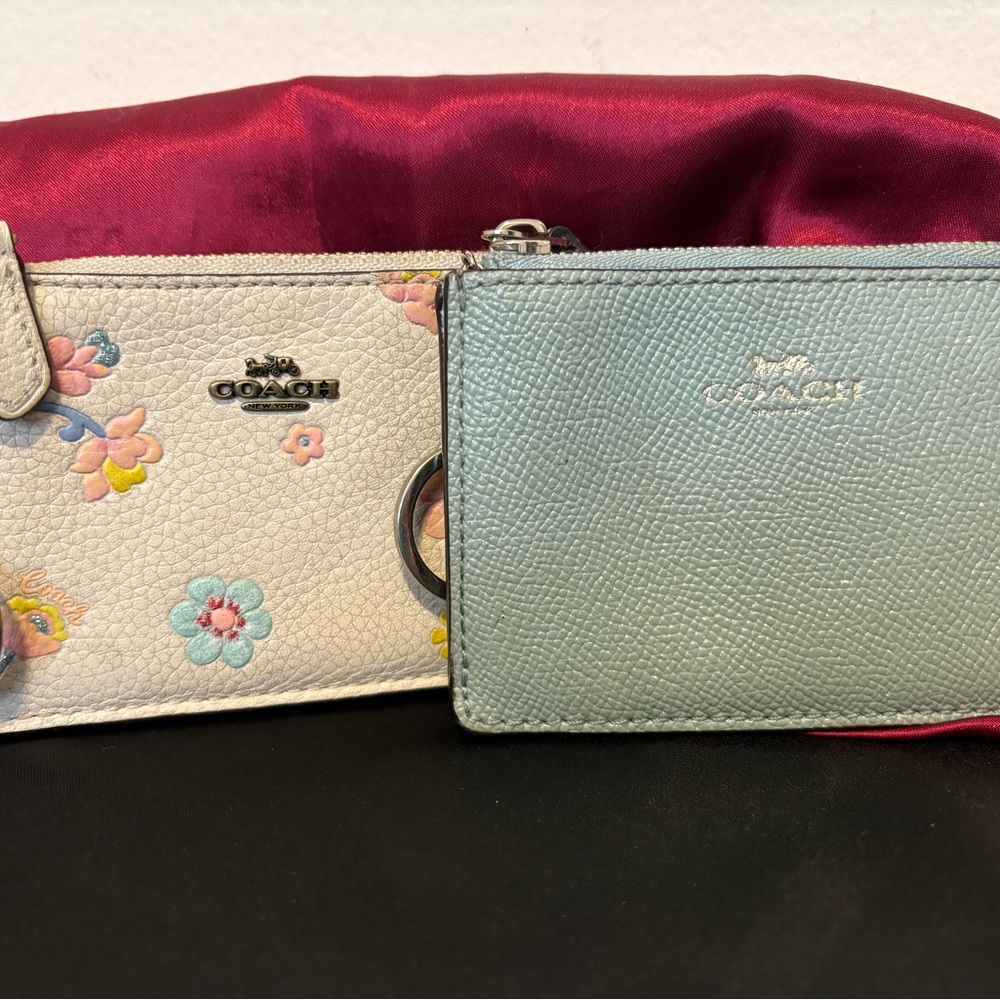 Coach Floral and Light Blue Wallets with ID Window